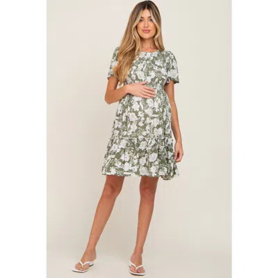 Pinkblush Floral Smocked Ruffle Accent Dress In Multi