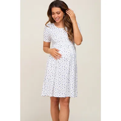 Pinkblush Floral Smocked Short Sleeve Dress In White