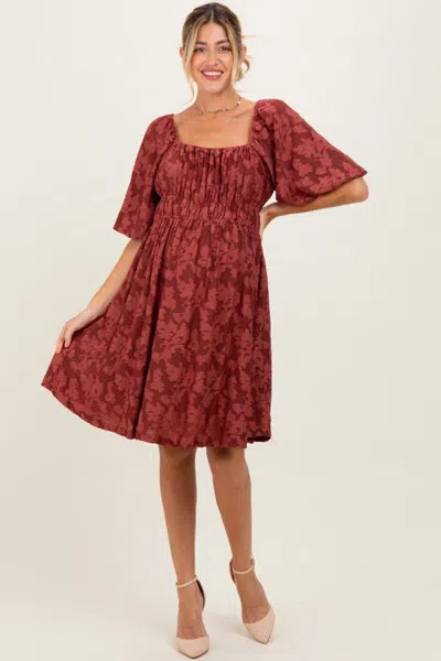 Pinkblush Floral Square Neck Dress In Burgundy