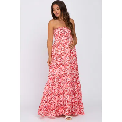 Pinkblush Floral Strapless Smocked Maxi Dress In Multi