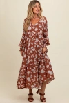Pinkblush Floral Textured Bubble Sleeve Maxi Dress In Multi