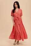 Pinkblush Flutter Sleeve Button Down Maxi Dress In Red