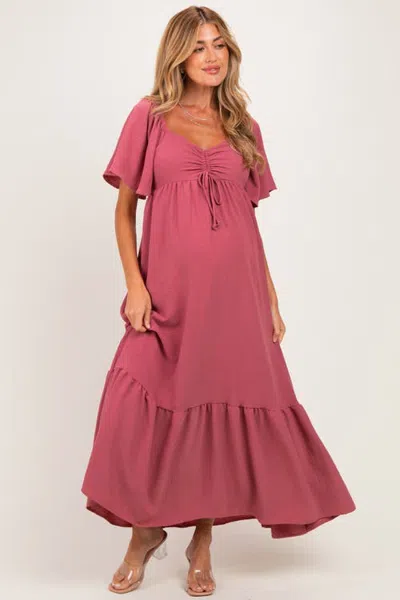 Pinkblush Flutter Sleeve Ruffle Hem Maxi Dress In Mauve