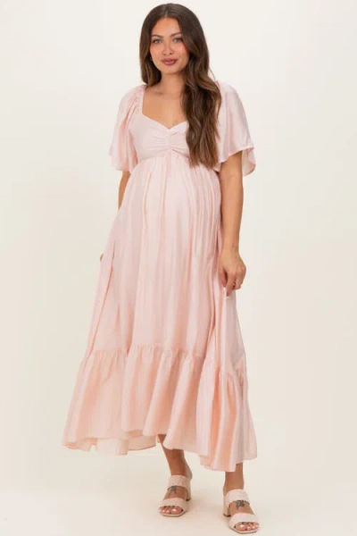 Pinkblush Flutter Sleeve Ruffle Hem Midi Dress