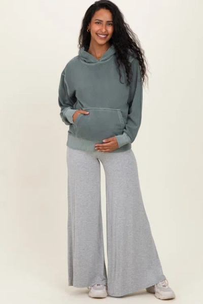 Pinkblush Fold Over Waist Wide Leg Lounge Pants In Gray