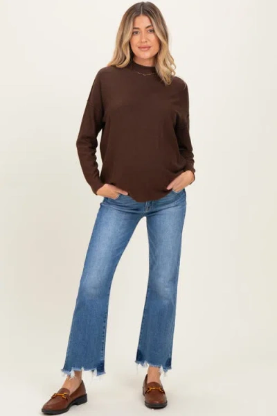 Pinkblush Fray Hem Cropped Flare Maternity Jeans In Blue