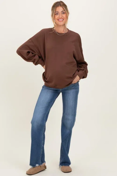 Pinkblush Fray Hem Straight Leg Maternity Jeans In Blue