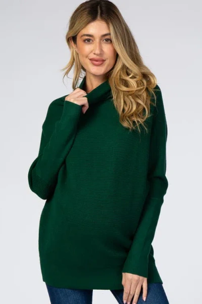 Pinkblush Funnel Neck Dolman Sleeve Sweater In Green
