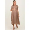 Pinkblush Gingham Smocked Button Down Midi Dress In Brown
