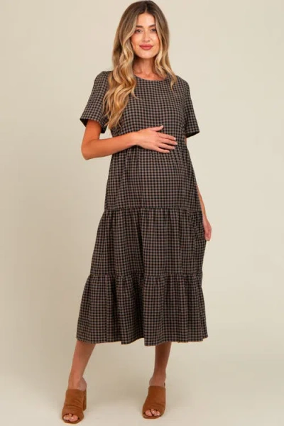 Pinkblush Gingham Tiered Midi Dress In Multi