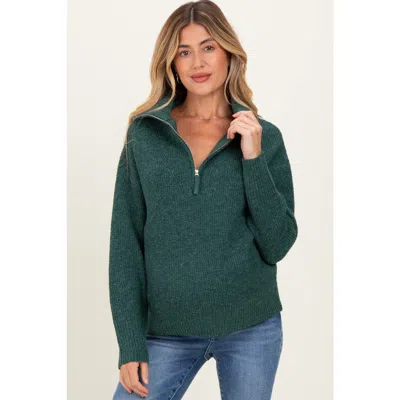 Pinkblush Half Zip Pullover Sweater In Green