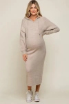 Pinkblush Hooded Sweater Midi Dress In Neutral
