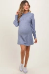Pinkblush Knit Bubble Sleeve Mini Dress In Blue