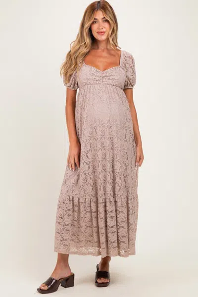 Pinkblush Lace Maxi Dress In Mocha
