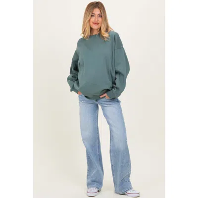 Pinkblush Lightly Distressed Maternity Wide Leg Jeans In Blue