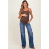 Pinkblush Lightly Distressed Wide Leg Maternity Jeans In Blue