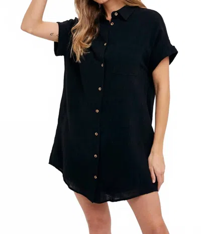Pinkblush Luna Shirt Mini Dress In Black