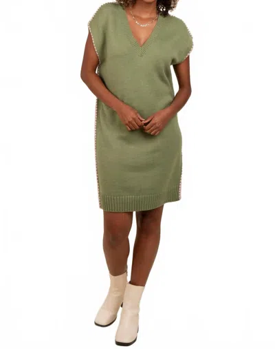 Pinkblush Maren Sweater Dress In Olive Green