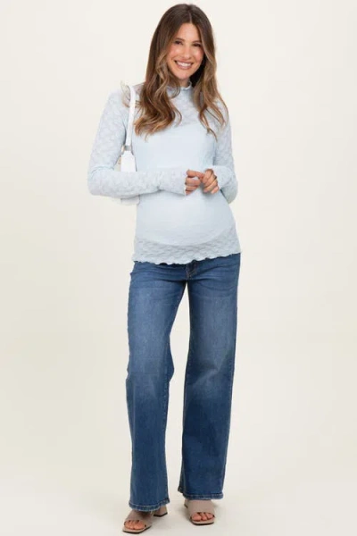 Pinkblush Medium Wash Wide Leg Maternity Jeans In Black