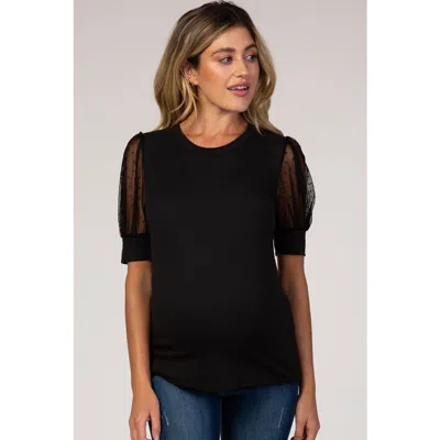 Pinkblush Mesh Sleeve Top In Black