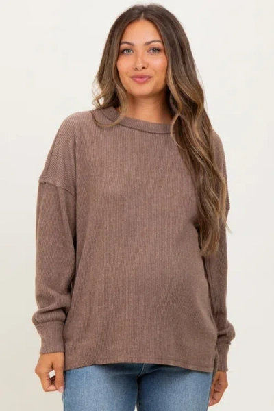 Pinkblush Mocha Long Sleeve Maternity Top In Brown