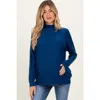 Pinkblush Mock Neck Exposed Seam Sweater In Blue