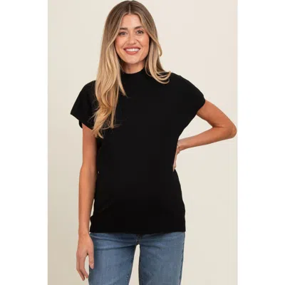 Pinkblush Mock Neck Knit Top In Black