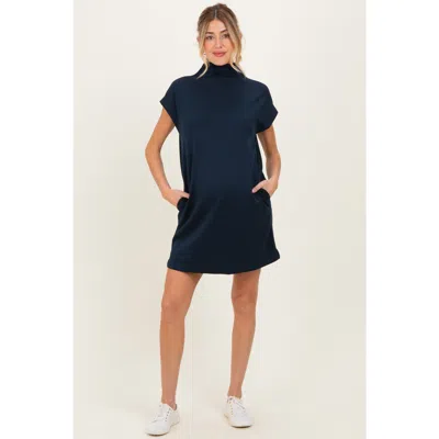 Pinkblush Mock Neck Mini Dress In Blue