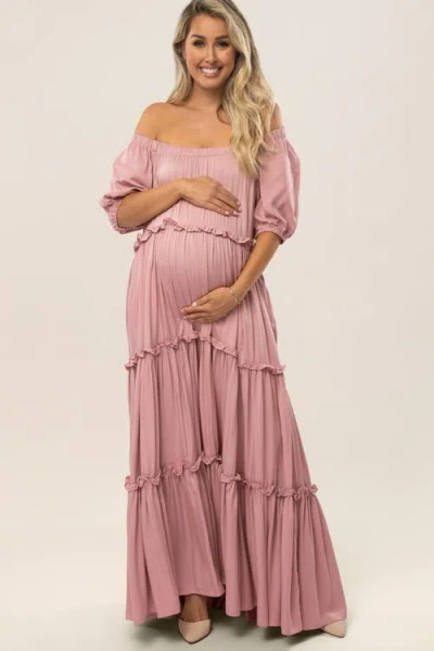 Pinkblush Off Shoulder Ruffle Tiered Maxi Dress