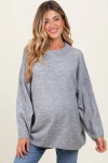 Pinkblush Oversized Crewneck Melange Knit Sweater In Gray