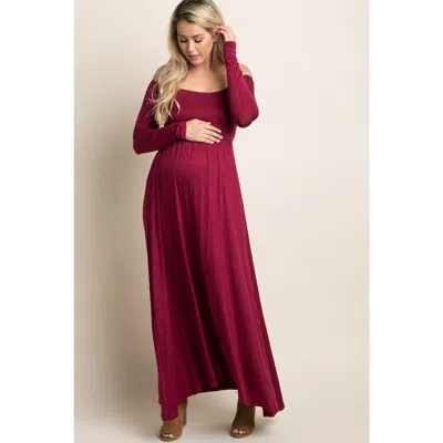 Pinkblush Petite Solid Off Shoulder Maxi Dress In Red