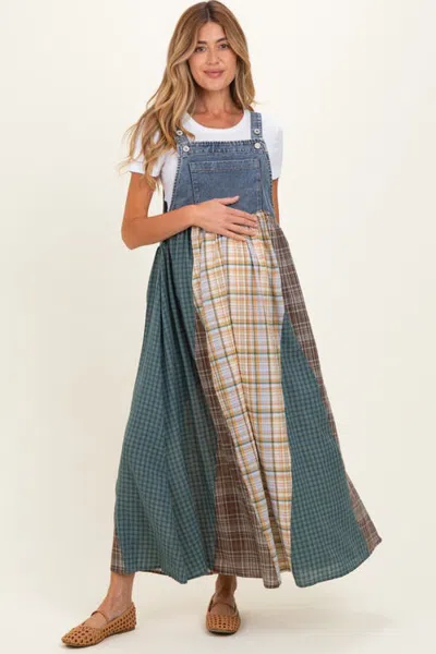 Pinkblush Plaid Colorblock Overall Dress In Multi