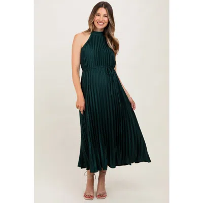 Pinkblush Pleated Halter Dress In Green