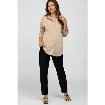 Pinkblush Pleated Relax Fit Maternity Pants In Black