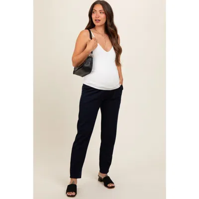 Pinkblush Pleated Relax Fit Maternity Pants In Blue