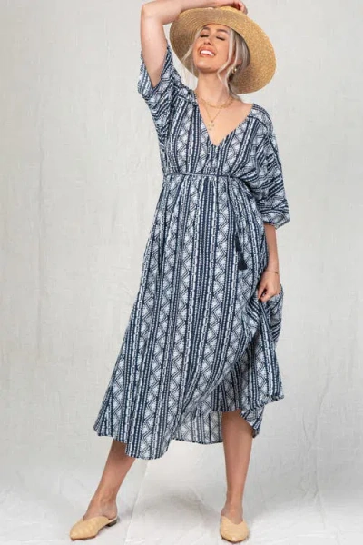 Pinkblush Printed V-neck Midi Dress In Multi