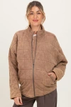 Pinkblush Quilted Oversized Jacket In Brown