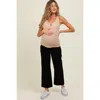 Pinkblush Raw Hem Cropped Wide Leg Maternity Jeans In Multi