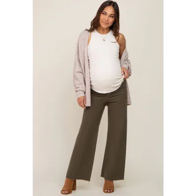 Pinkblush Raw Hem Wide Leg Maternity Jeans In Green
