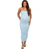 Pinkblush Rib Knit Off Shoulder Fitted Midi Dress In Blue