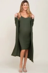 Pinkblush Ribbed Cardigan 2 Piece Set In Green