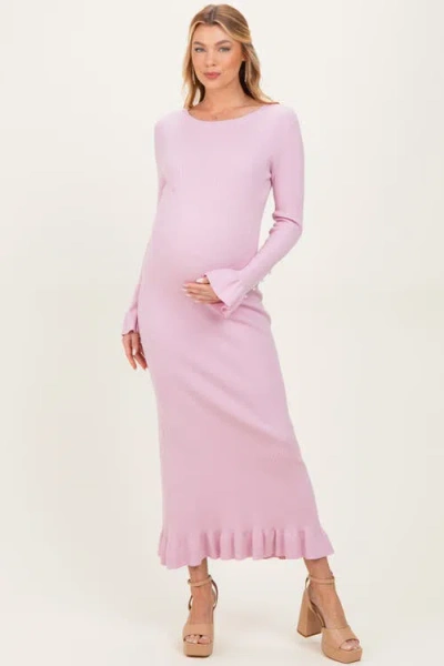 Pinkblush Ribbed Knit Bow Back Maxi Dress