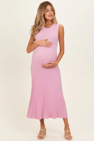 Pinkblush Ribbed Knit Sleeveless Maxi Dress