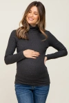Pinkblush Ribbed Mock Neck Long Sleeve Top In Black