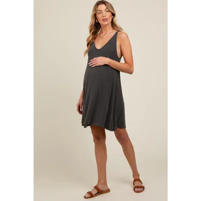 Pinkblush Ribbed Sleeveless Front Seam Dress In Black