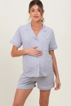 Pinkblush Short Sleeve Button Down Shirt Shorts Set In Gray