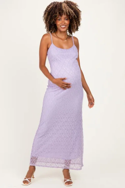 Pinkblush Sleeveless Lace Square Neck Maxi Dress In Purple