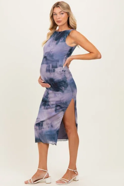 Pinkblush Sleeveless Mesh Dress In Blue