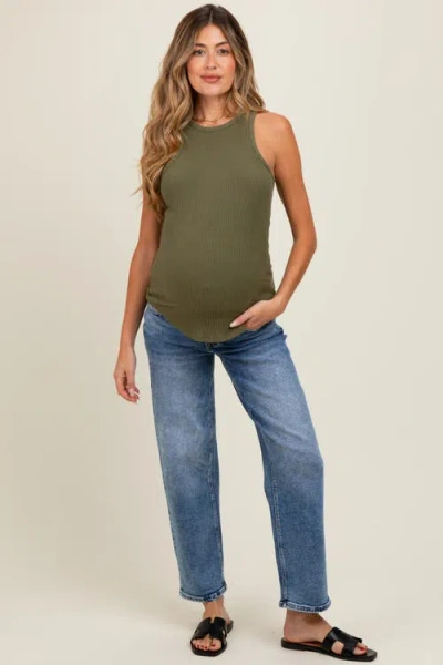 Pinkblush Slim Ankle Barrel Leg Maternity Jeans In Blue