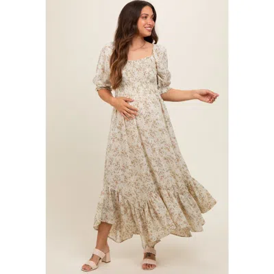 Pinkblush Smocked Handkerchief Hem Dress In Gray
